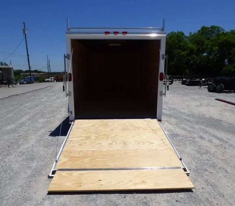 7×14 Enclosed Trailer White V-Nose Ladder Racks (2) 3500lb Axles Storage — view 6