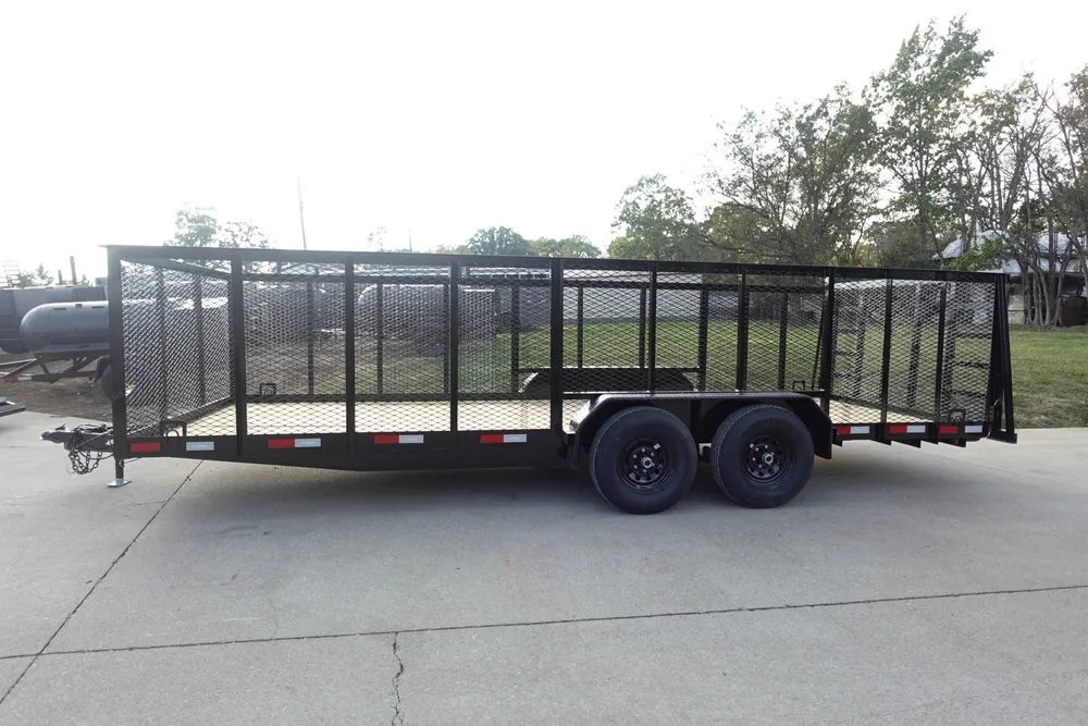 7×20 Heavy Duty Dovetail Utility Trailer 4ft Mesh Sides (2) 3,500lb Axles — view 3