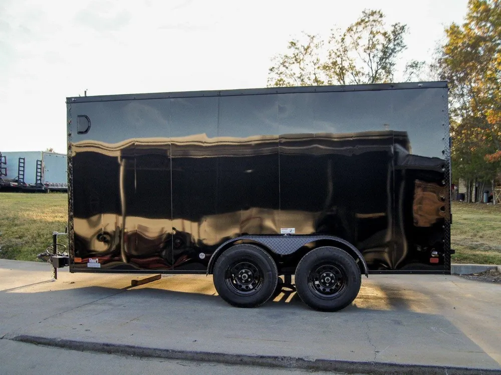 7×14 Enclosed Trailer Black V-Nose Blackout Package Storage (2) 3,500lb Axles — view 4