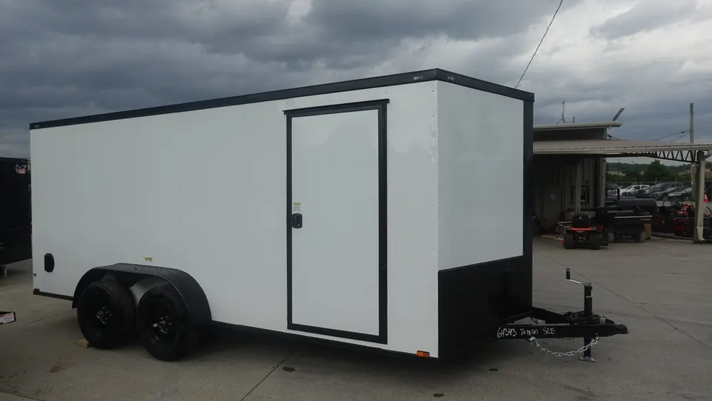 7×16 Enclosed Trailer Black V-Nose Blackout Pkg Tandem Axle Storage 6.4 Interior Height — view 11