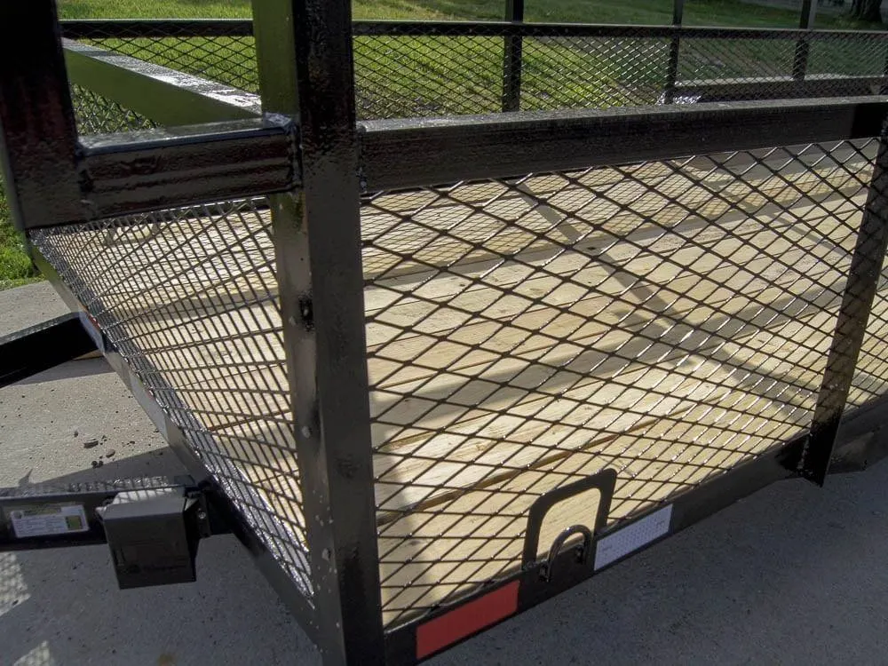 6.4×20 Straight Deck Tandem Utility Trailer Mesh Sides Double Ladder Racks — view 11