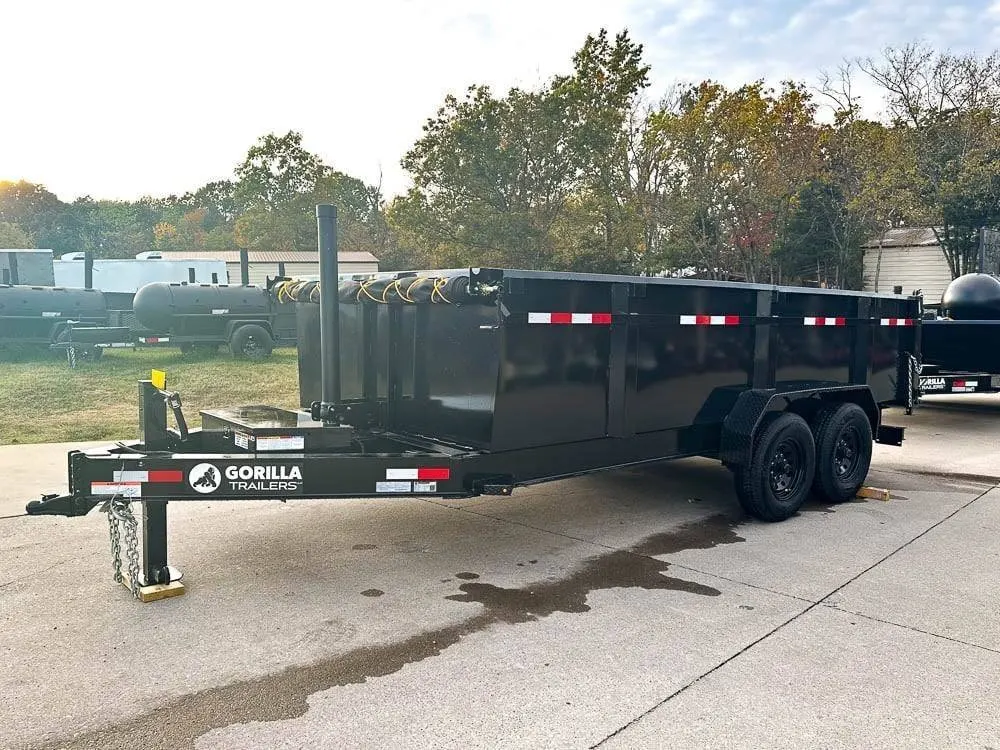 7×16 Gorilla Telescopic IBeam Dump Trailer with 3ft Sides (2) 7K Axles 14k GVWR — view 3