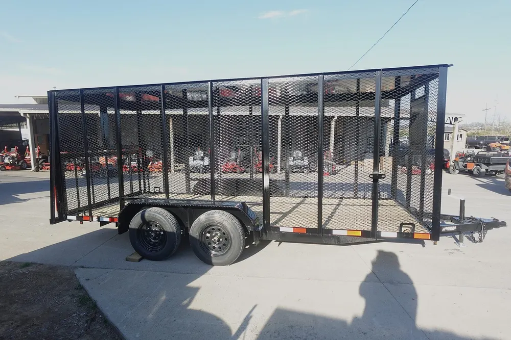 6.4×16 Straight Deck Utility Trailer 6ft Mesh Sides with Metal Roof (2) 3,500lb Axles — view 3