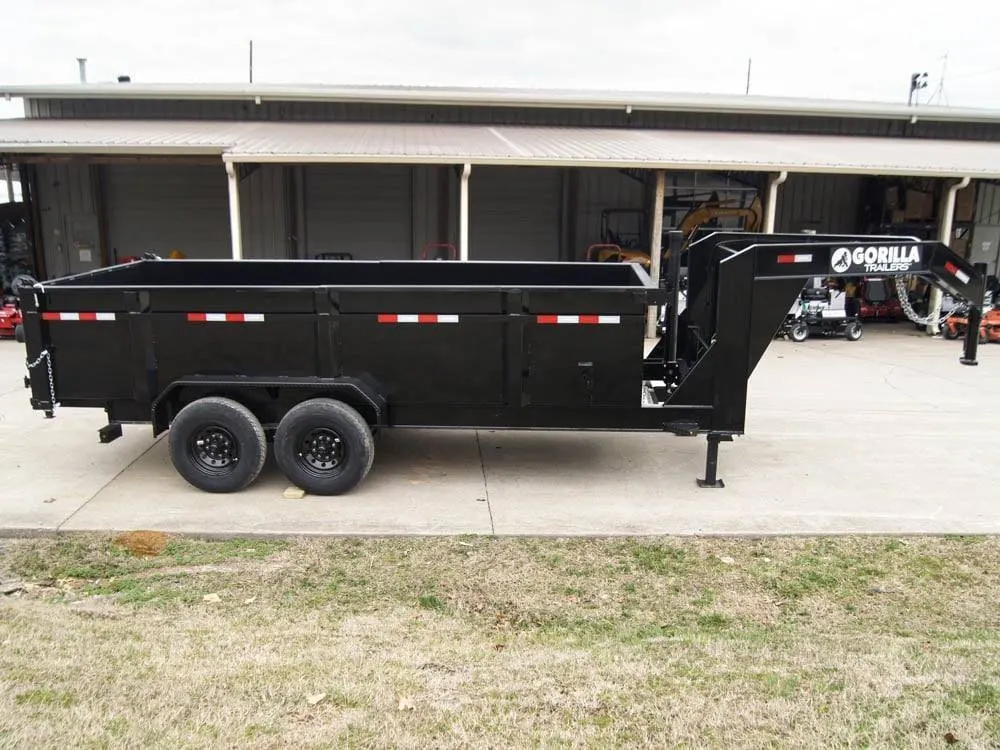 7×16 Gorilla Telescopic Gooseneck IBeam Dump Trailer 3ft Sides (2) 7K Axles — view 10