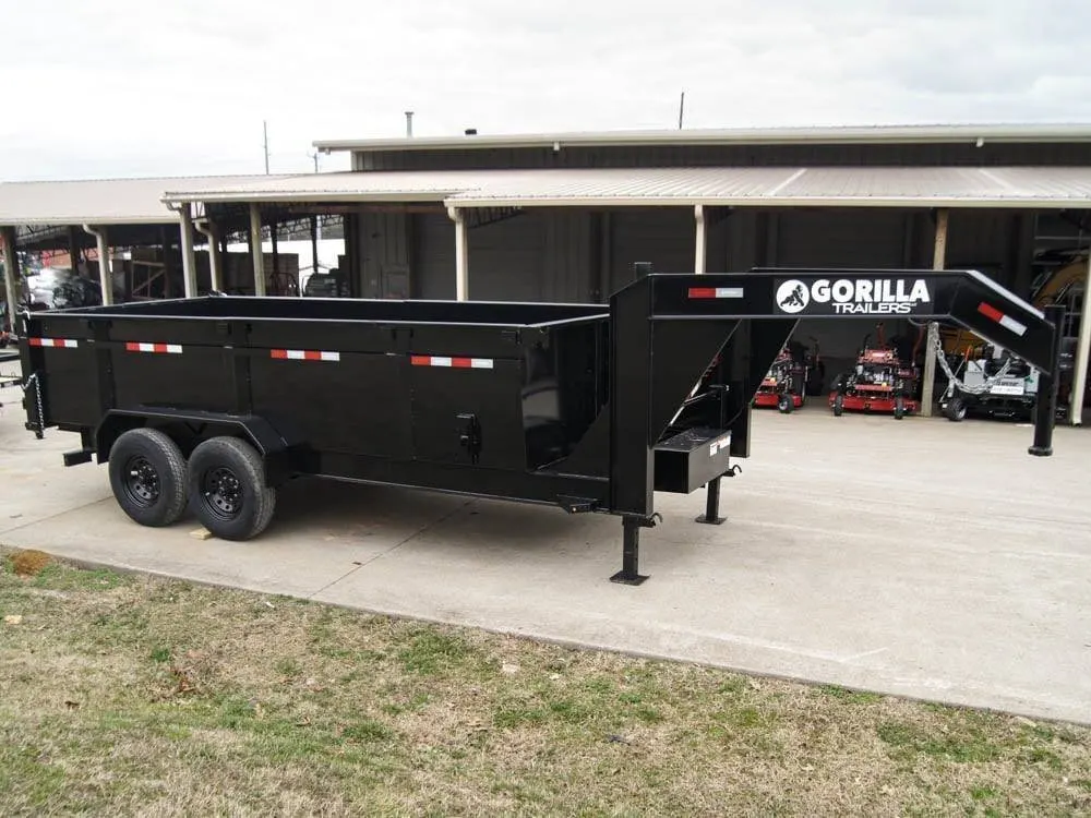7×16 Gorilla Telescopic Gooseneck IBeam Dump Trailer 3ft Sides (2) 7K Axles — view 11