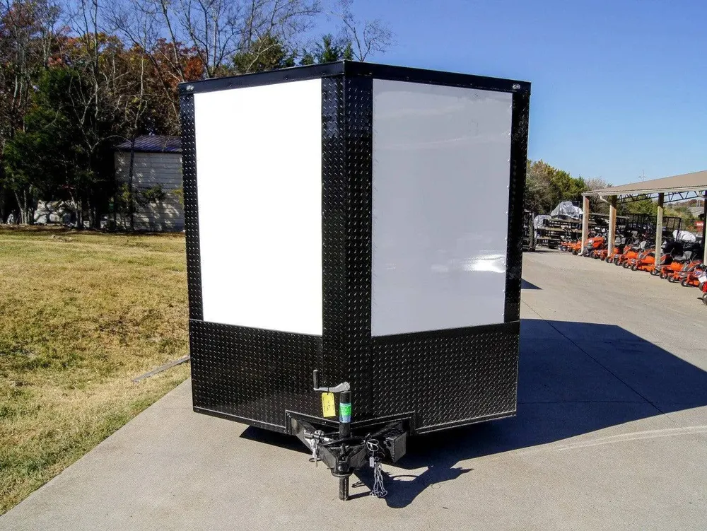 7×14 Enclosed Trailer White V-Nose Blackout Package (2) 3,500lb Axles — view 2