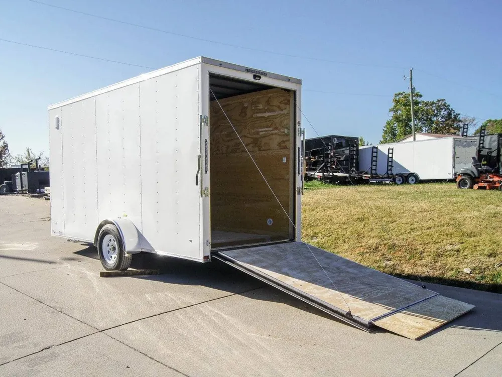 6×14 White Slant Top V-Nose Enclosed Trailer 3,500lb Axle — view 8