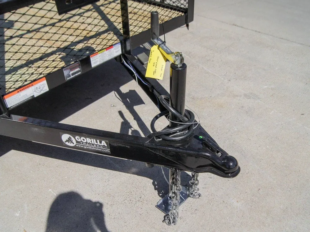 7×16 Tandem Straight Deck Utility Trailer with 6ft Mesh Sides and Ladder Racks — view 12