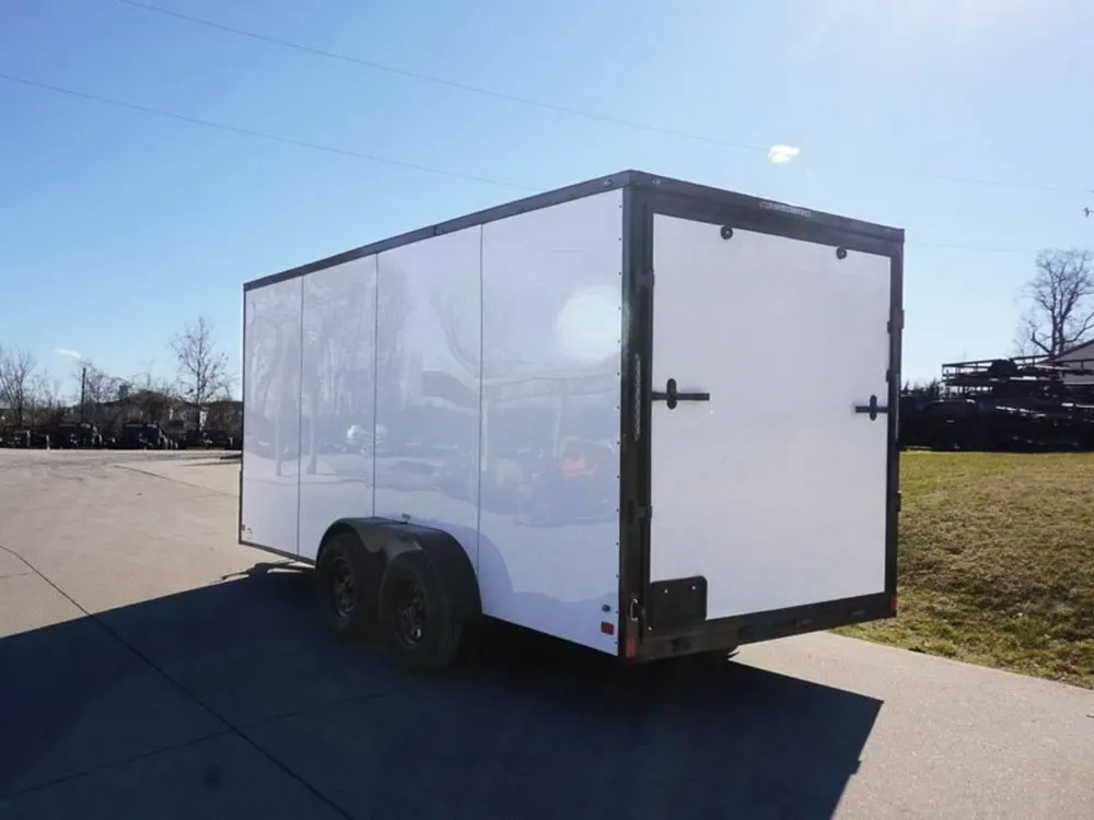 7×16 Enclosed Trailer White V-Nose Blackout Package Tandem Axle Storage — view 5
