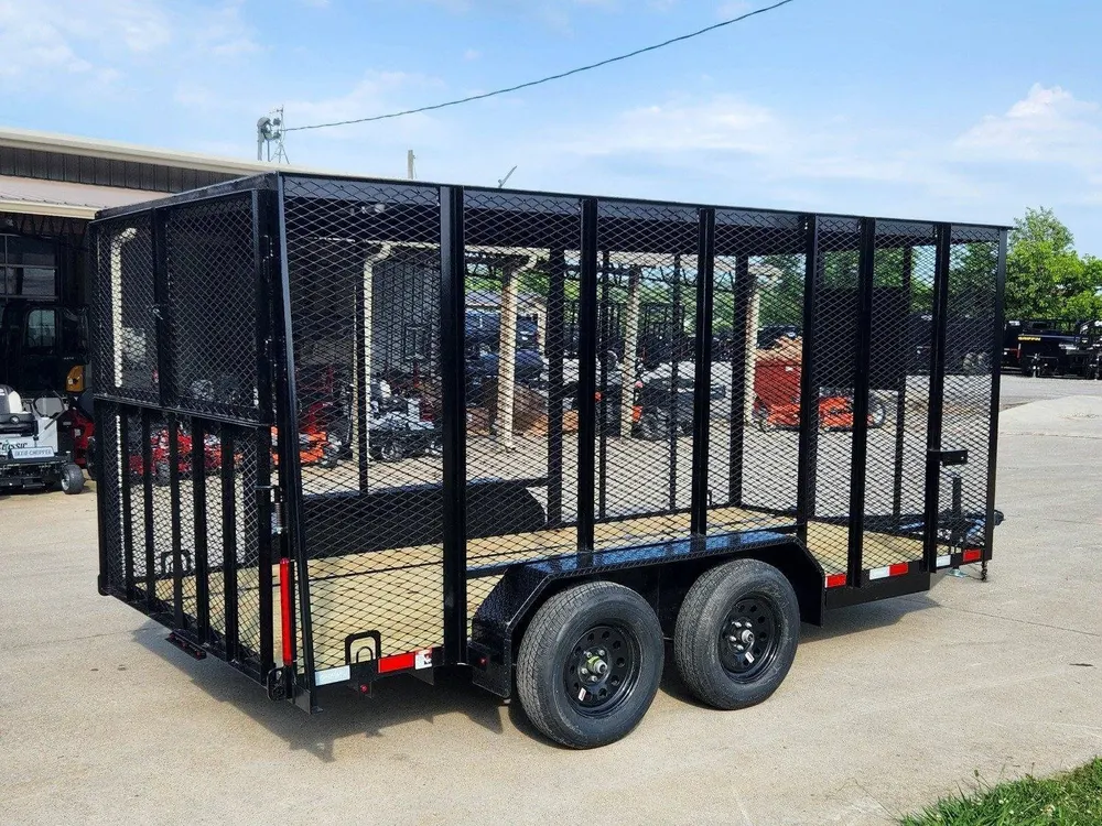 6.4×14 Straight Deck Utility Trailer 6ft Mesh Sides with Metal Roof (2) 3,500lb Axles — view 6