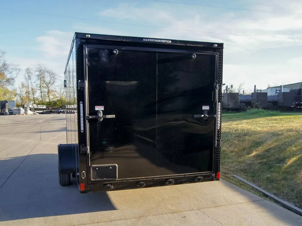 7×14 Enclosed Trailer Black V-Nose Blackout Package 3,500lb Axle Storage — view 4