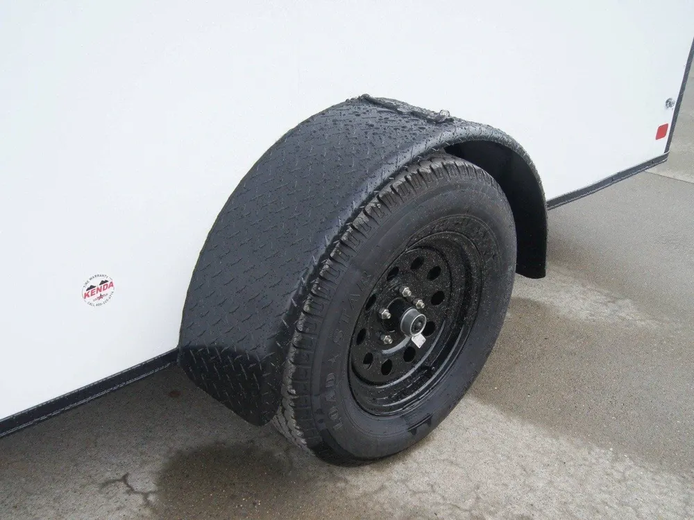 7×14 Enclosed Trailer White V-Nose Blackout Package 3,500lb Axle Storage — view 6