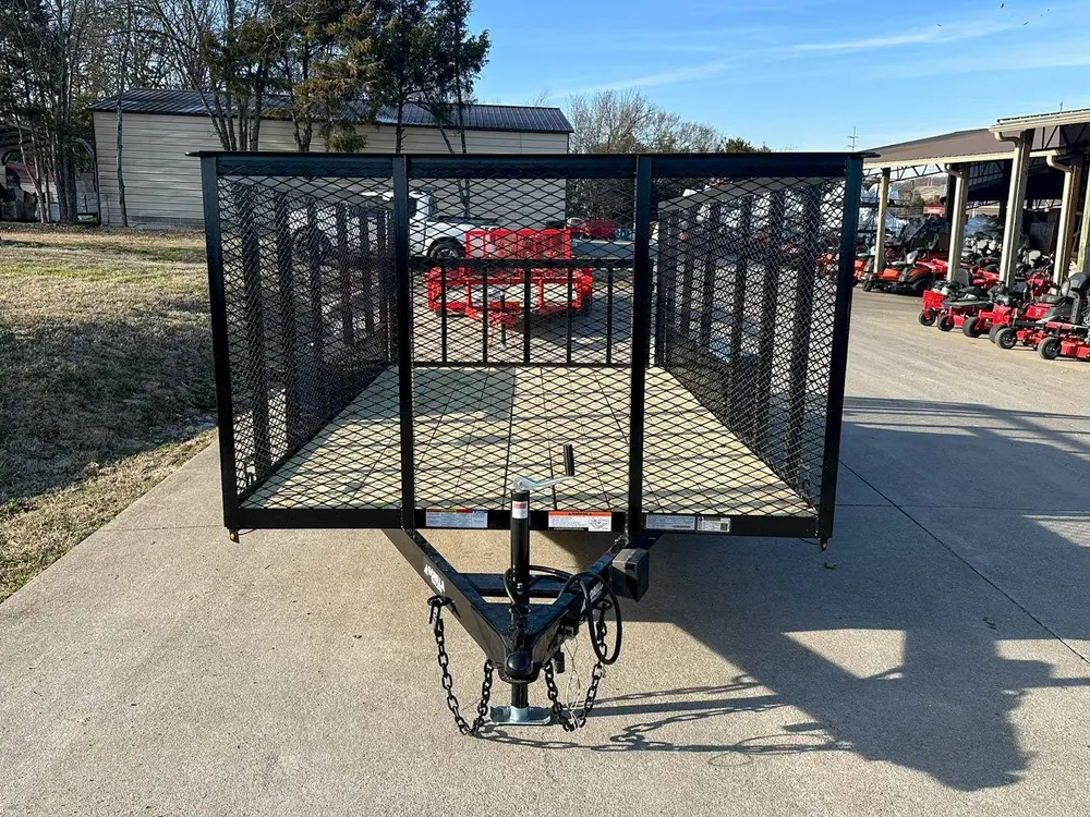 7×14 Powder Coated Dovetail Utility Trailer 4ft Mesh Sides (2) 3,500lb Axles — view 2