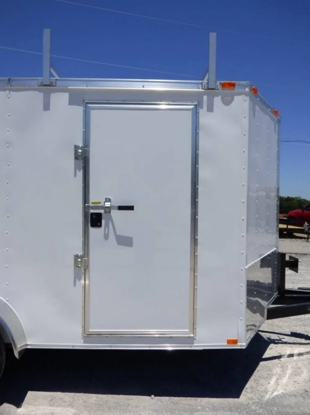 7×14 Enclosed Trailer White V-Nose Ladder Racks (2) 3500lb Axles Storage — view 7