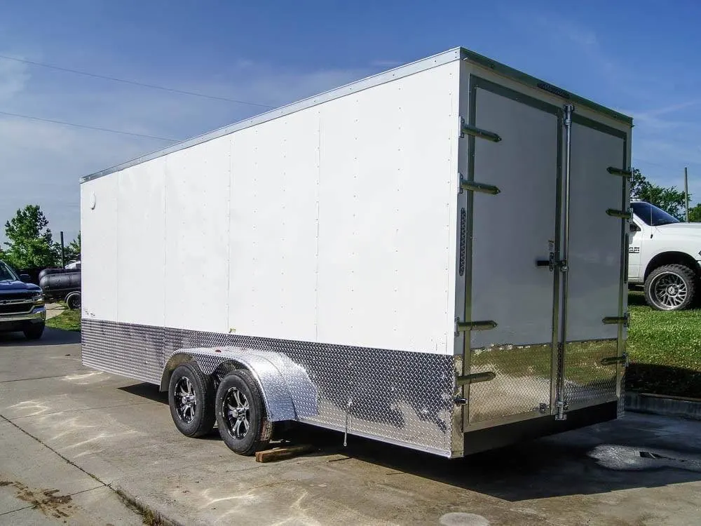 7×20 Enclosed Trailer White – Silver ATP Barn Door (2) 3500lb Axles — view 4