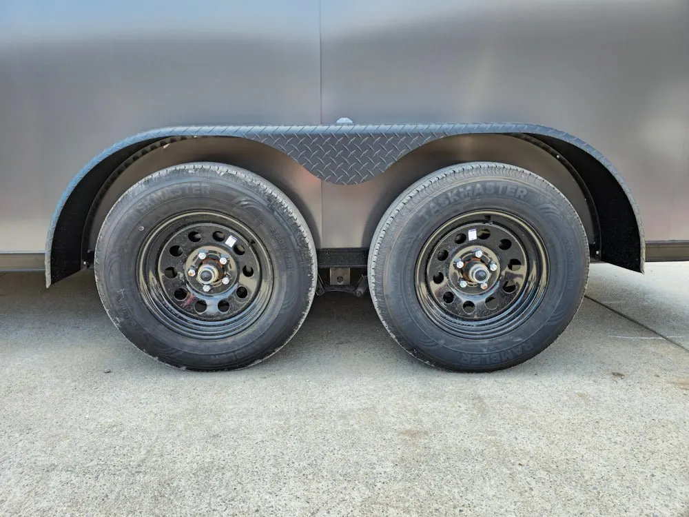 7×14 Charcoal V-Nose Enclosed Trailer (2) 3,500lb Axles Windows Elect & Blkout Pkg — view 6
