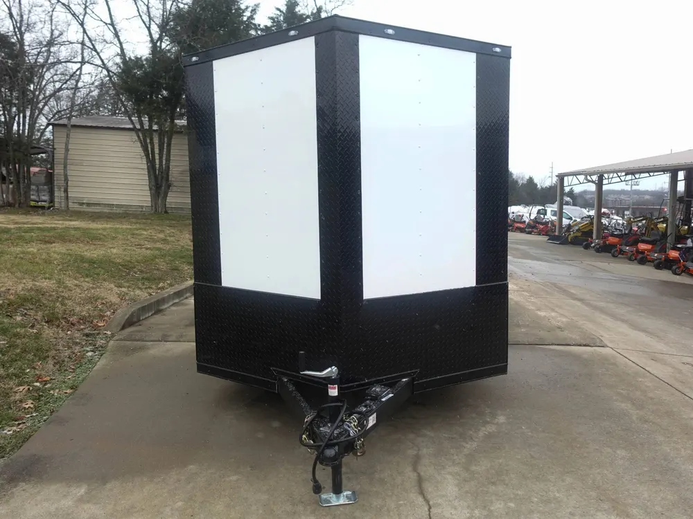 7×12 Enclosed Trailer White V-Nose Blackout Package 3,500lb Axle Storage — view 2