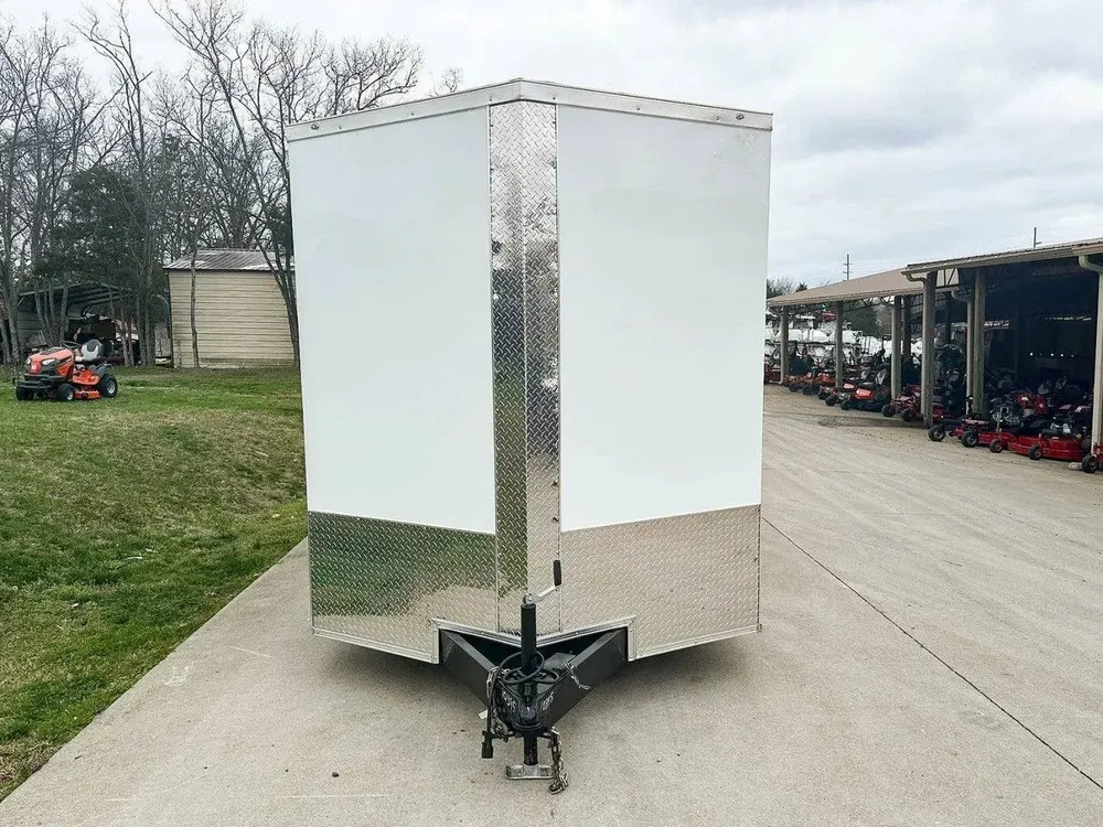 7×16 White V-Nose Enclosed Trailer Lawn Mower Cargo Trailer Storage — view 5