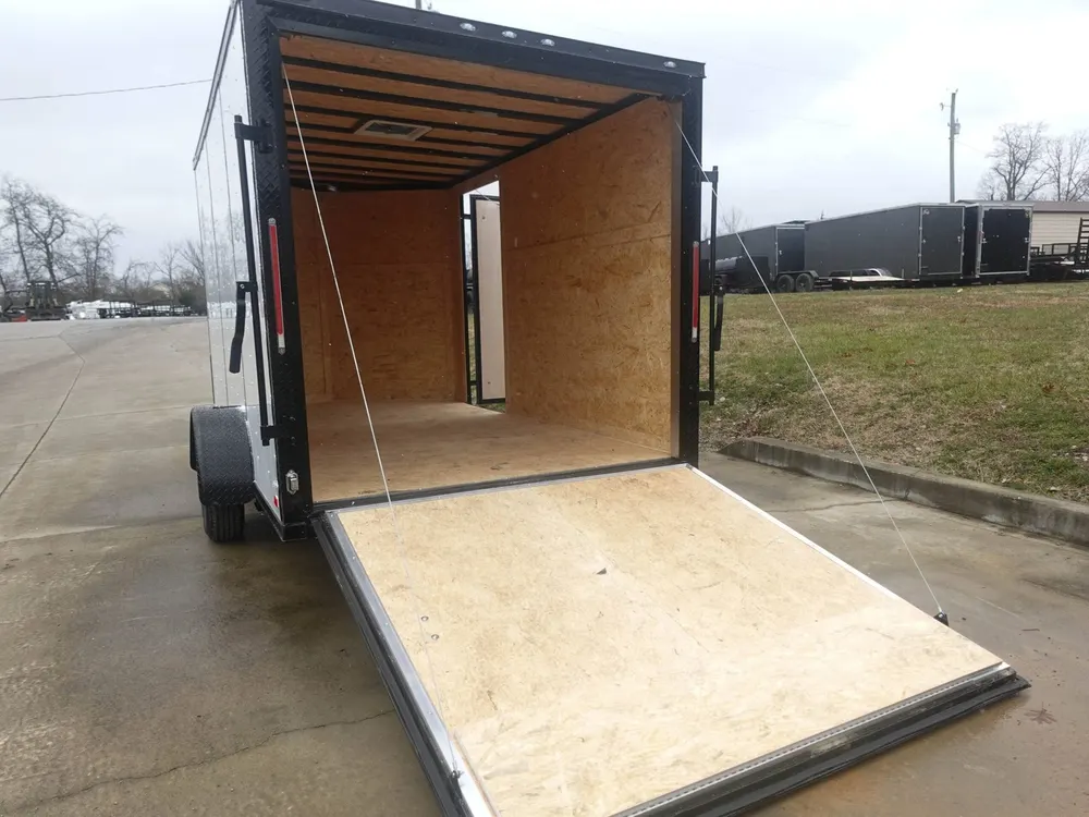 7×12 Enclosed Trailer White V-Nose Blackout Package 3,500lb Axle Storage — view 12