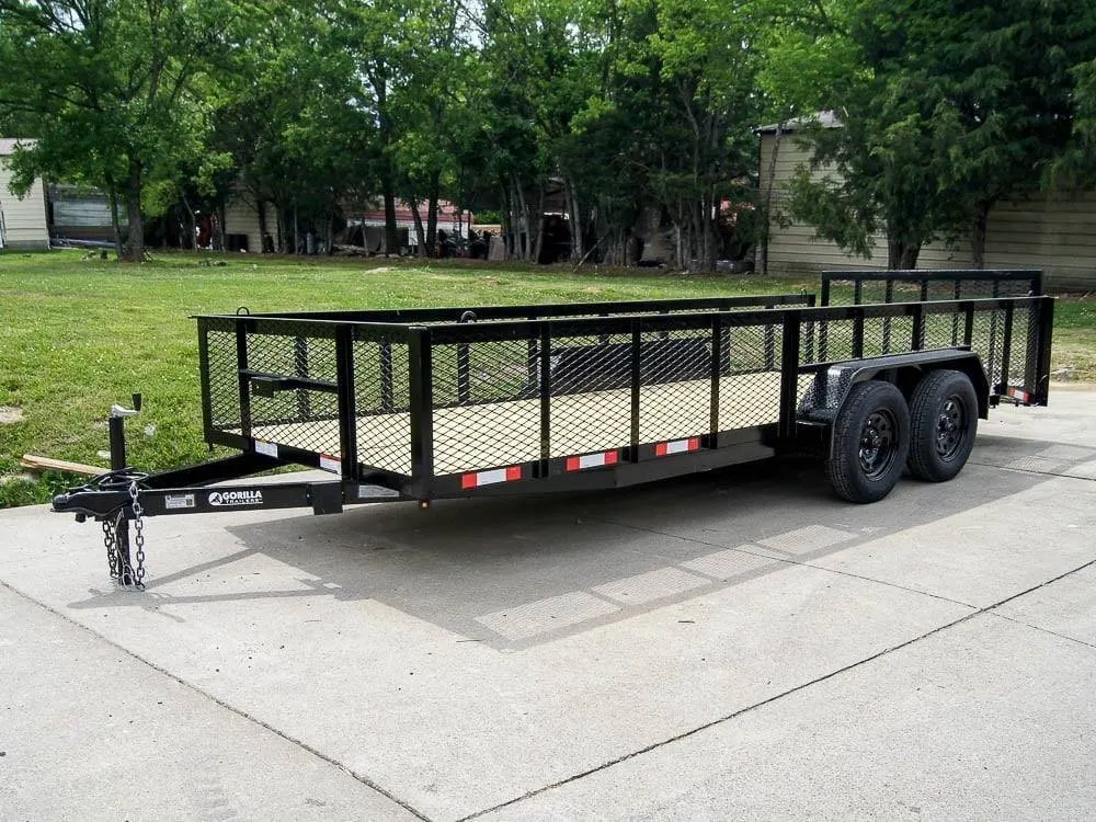 6.4×18 Powder Coated Dovetail Utility Trailer with 2ft Mesh Sides (2) 3500lb Axles — view 3