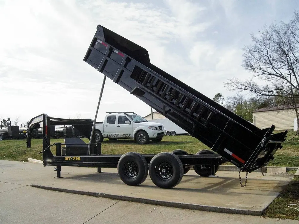 7×16 Gooseneck Telescopic Dump Trailer with 2ft Sides (2) 7K Axles — view 12