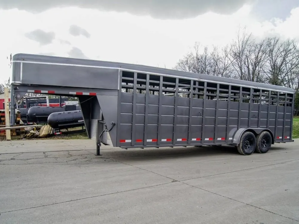 24ft Charcoal Gooseneck Livestock Trailer  (2) 7K Axles — view 3