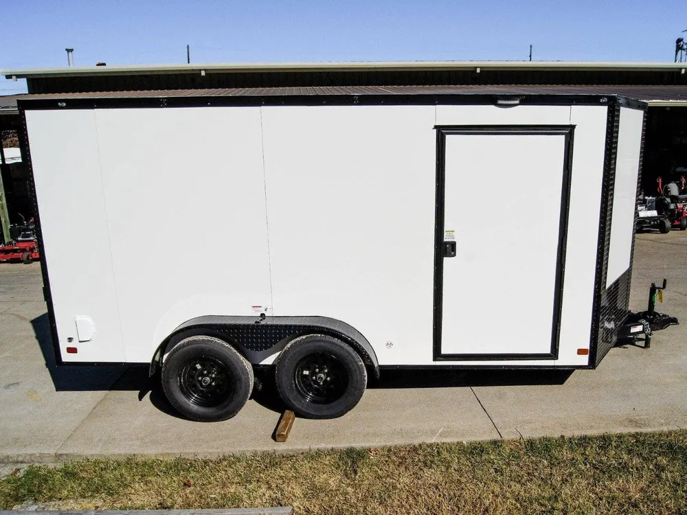 7×14 Enclosed Trailer White V-Nose Blackout Package (2) 3,500lb Axles — view 8