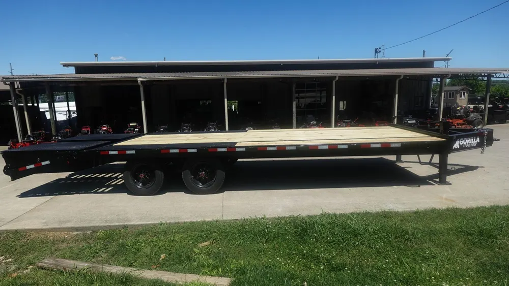 8.5×25 IBeam Deckover Dovetail Trailer (2) 10K Axles King Kong Ramps — view 4