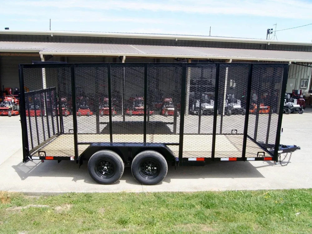 7×16 Powder Coated Straight Deck Utility Trailer with 6ft Mesh Sides (2) 3500lb Axles — view 7