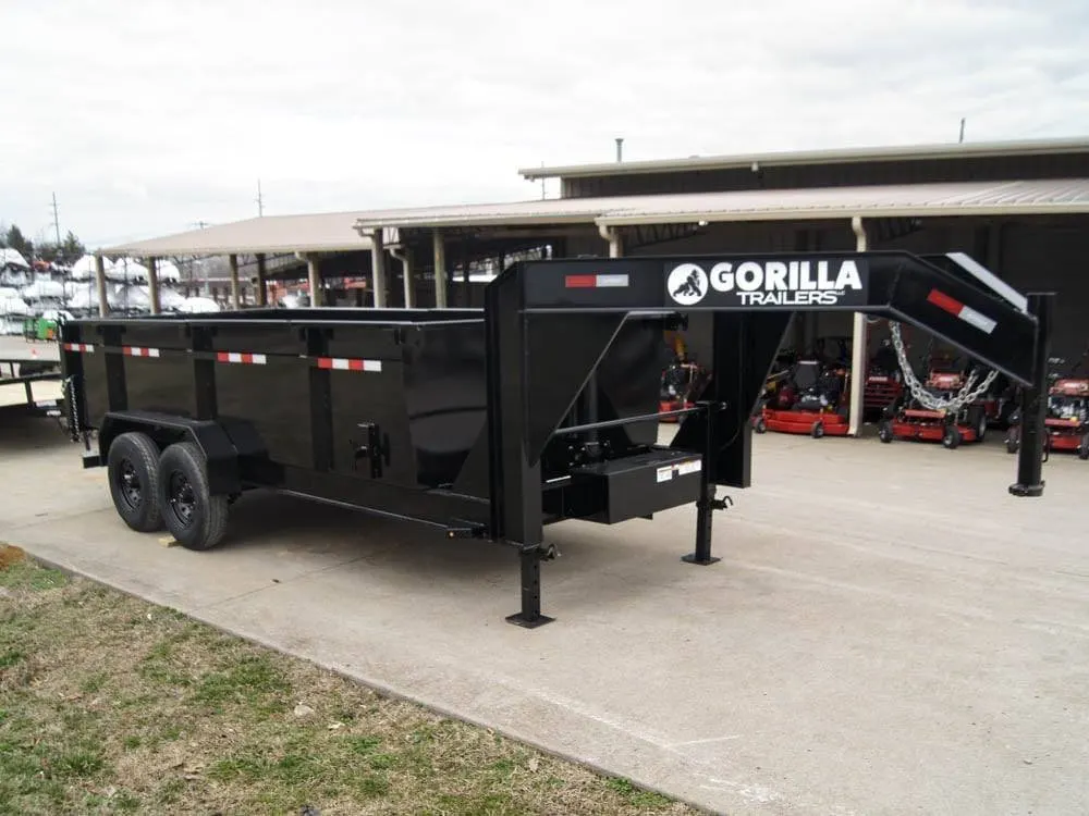 7×16 Gorilla Telescopic Gooseneck IBeam Dump Trailer 3ft Sides (2) 7K Axles — view 12