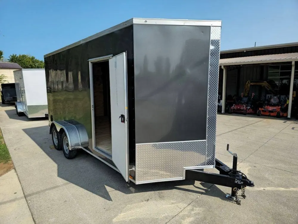 7×16 Charcoal V-Nose Enclosed Storage Trailer (2) 3,500lb Axles — view 7
