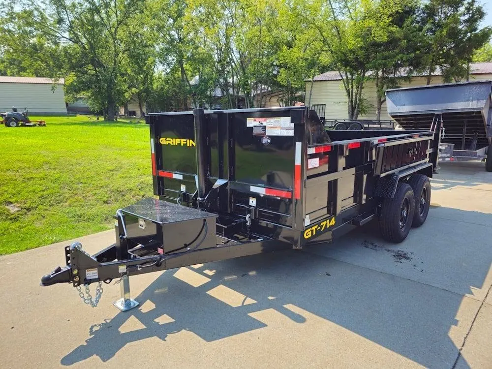 7×14 Telescopic Hydraulic Dump Trailer with 2ft Sides (2) 7K Axles 14K GVWR — view 3