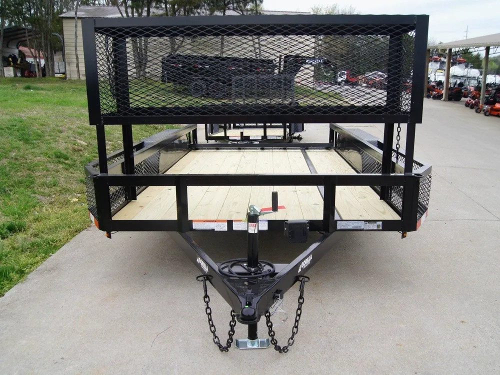 6.4×14 Powder Coated Dovetail Utility Trailer with Elevated Basket (2) 3500lb Axles — view 2