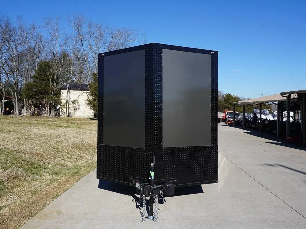 7×16 Enclosed Trailer Charcoal V-Nose Blackout Package Tandem Axle Storage — view 2