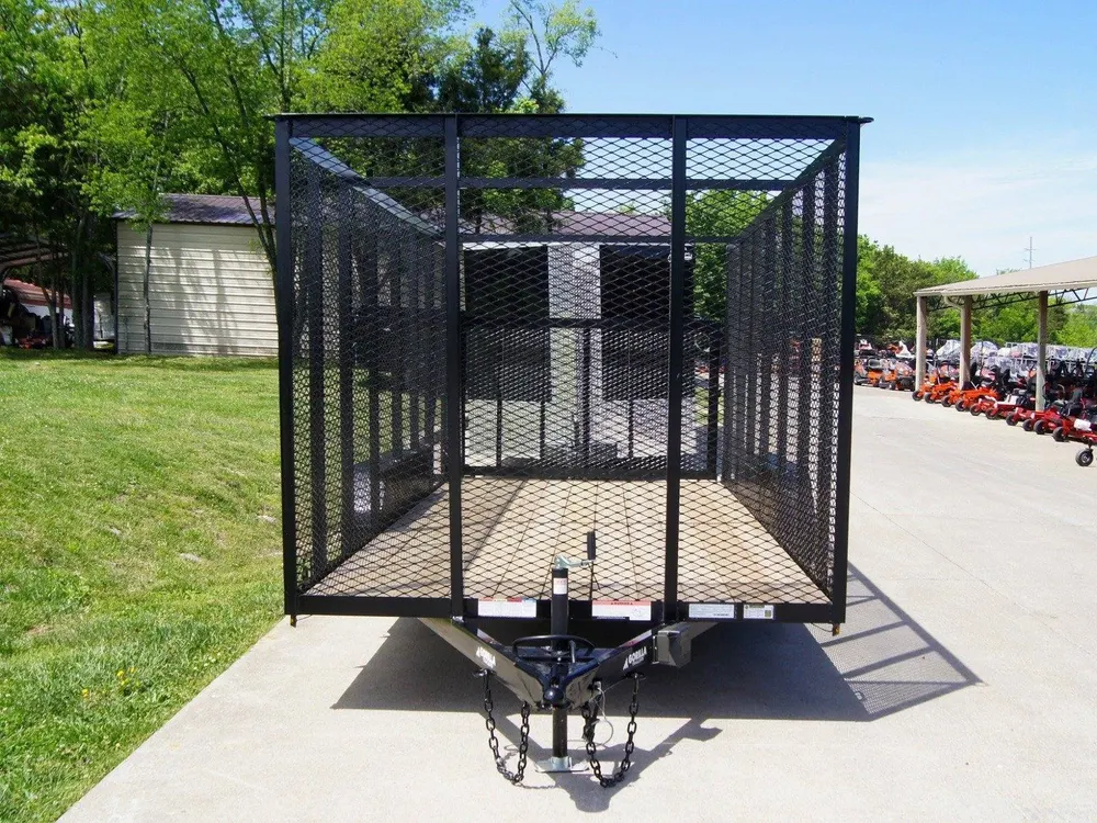 7×16 Powder Coated Straight Deck Utility Trailer with 6ft Mesh Sides (2) 3500lb Axles — view 2