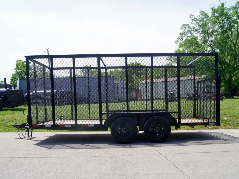 7×16 Powder Coated Straight Deck Utility Trailer with 6ft Mesh Sides (2) 3500lb Axles — view 3