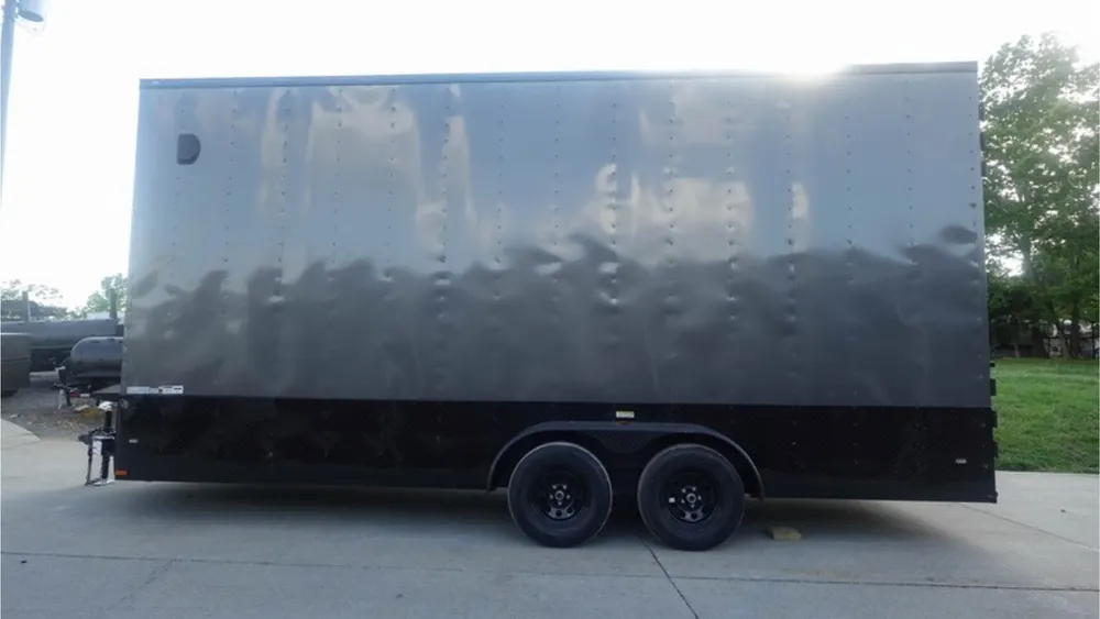 7×20 V Nose Charcoal With Black Out Trim Enclosed Trailer (2) 3500 LB Axles 9 Ft Interior height Barn Doors — view 5