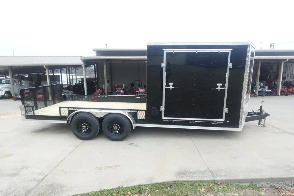 7×20 Black V-nose Hybrid Enclosed Trailer (2) 7K Axles — view 6