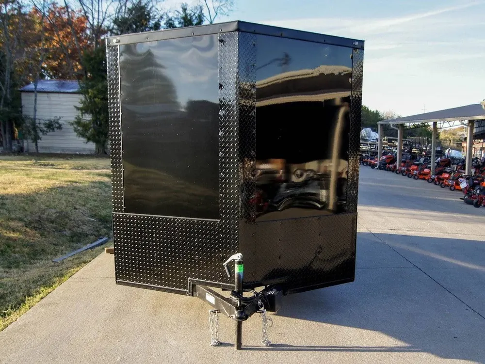 7×14 Enclosed Trailer Black V-Nose Blackout Package 3,500lb Axle Storage — view 2