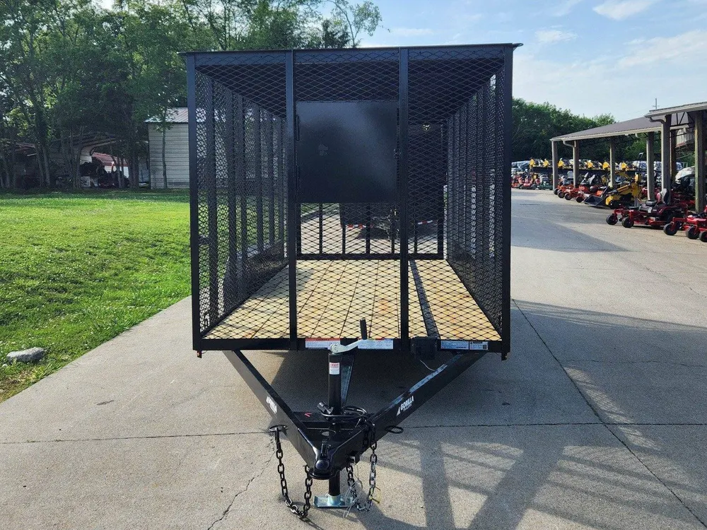 6.4×14 Straight Deck Utility Trailer 6ft Mesh Sides with Metal Roof (2) 3,500lb Axles — view 2