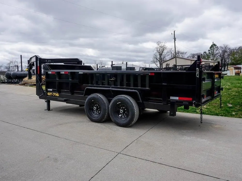 Hydraulic 7’x16′ 2ft Side Gooseneck Dump Trailer (2) 7K Axles — view 6