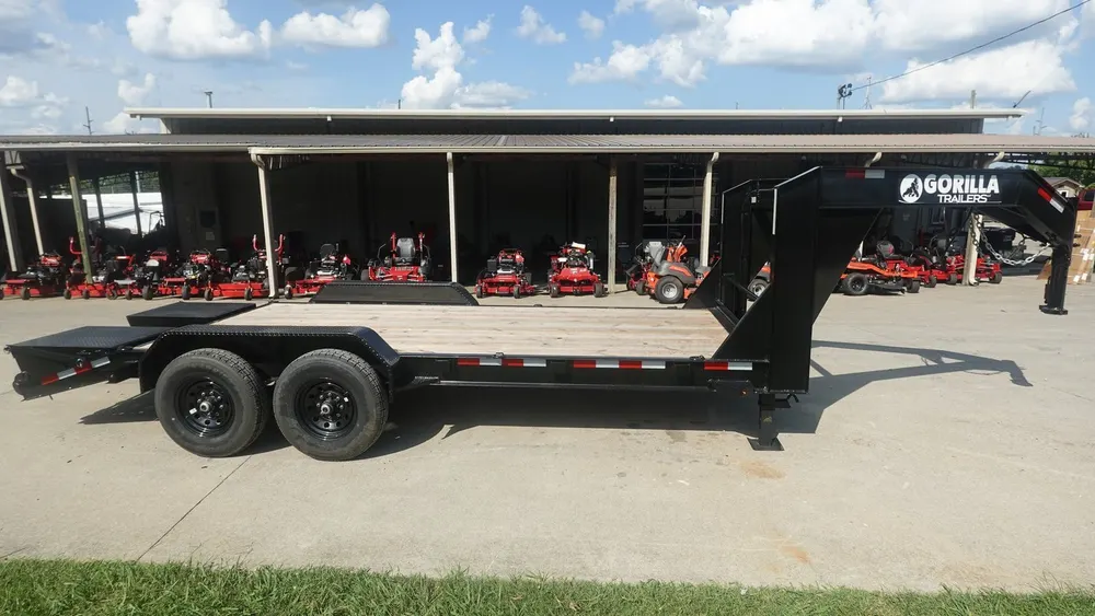 7×18 Gooseneck Equipment Trailer (2) 7K Axles & Mini King Kong Ramps 14k GVWR — view 3
