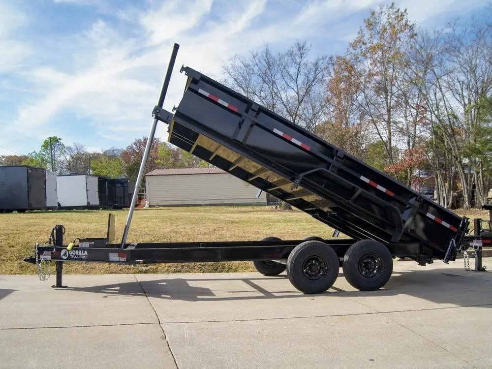 7×16 Gorilla Telescopic IBeam Dump Trailer with 2ft Sides (2) 7K Axles — view 3