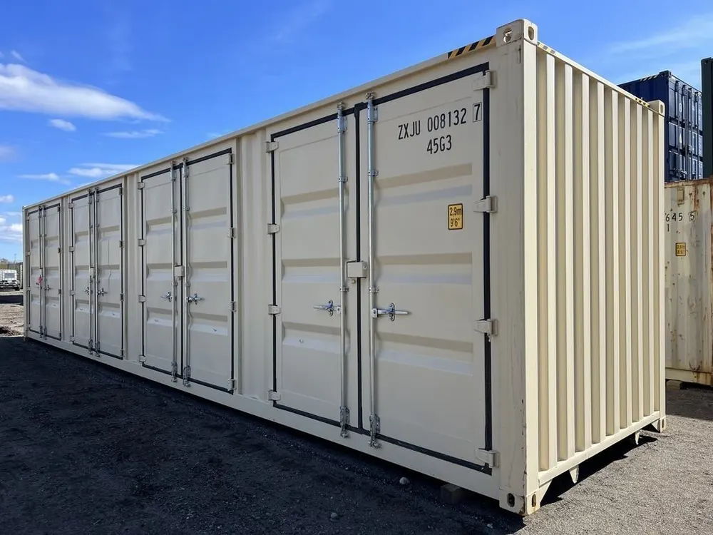 40-Fuß-High-Cube-Lagercontainer One-Trip mit Seitentüren, beige