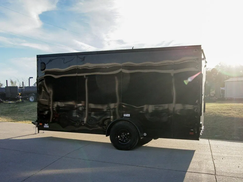 7×14 Enclosed Trailer Black V-Nose Blackout Package 3,500lb Axle Storage — view 6