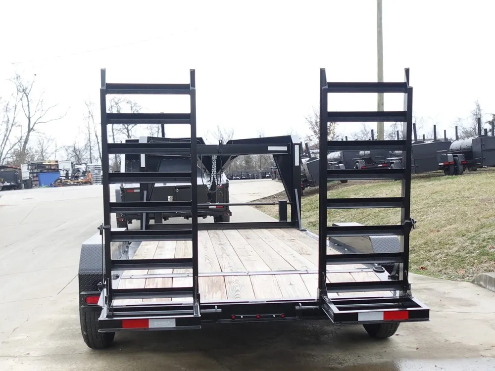 7×14 Gooseneck Equipment Trailer (2) 7K Axles with Stand-Up Ramps 14k Gvwr — view 5
