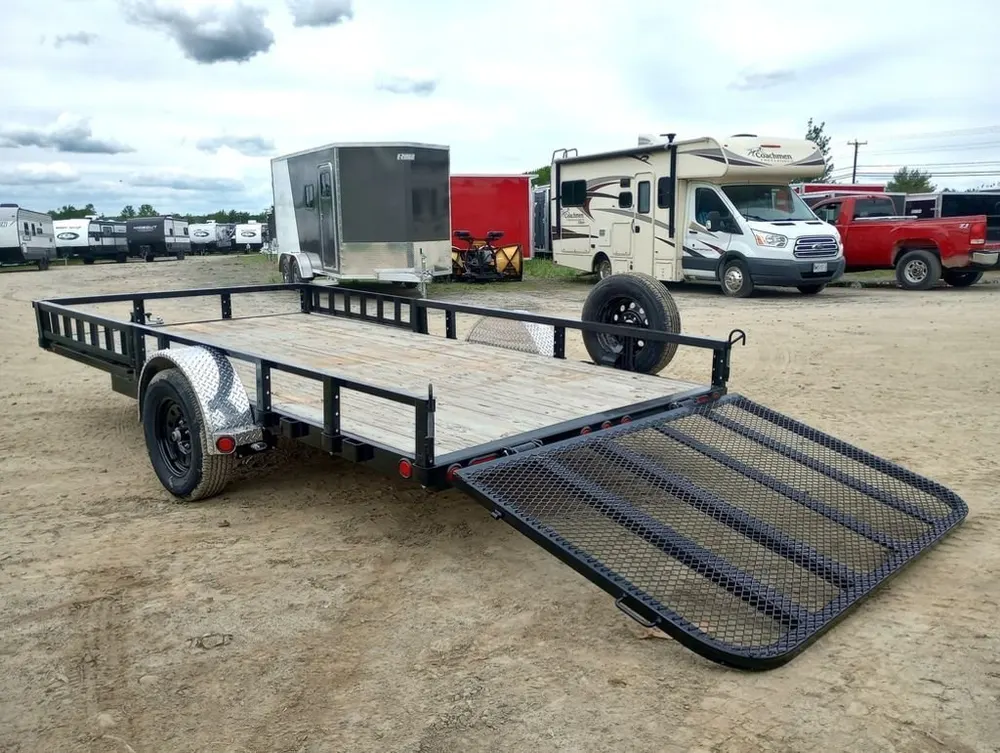 2024 PJ Trailers 7×14 Powder Coated Open Utility w/Rear Ramp Gate, ATV Side Loading Ramps — view 3