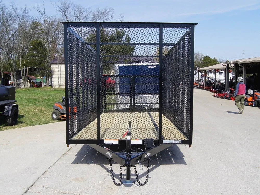 6.4×18 Straight Deck Utility Trailer 6ft Mesh with Barn Door Gate (2) 3500lb Axles — view 2