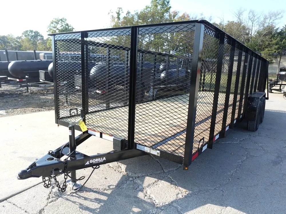 7×20 Straight Deck Utility Trailer 4ft Mesh Sides (2) 3,500lb Axles — view 3