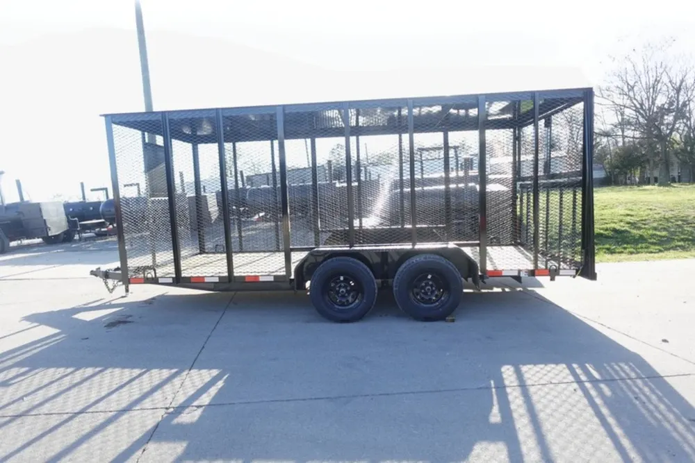 6.4×16 Straight Deck Utility Trailer 6ft Mesh Sides with Metal Roof (2) 3,500lb Axles — view 6